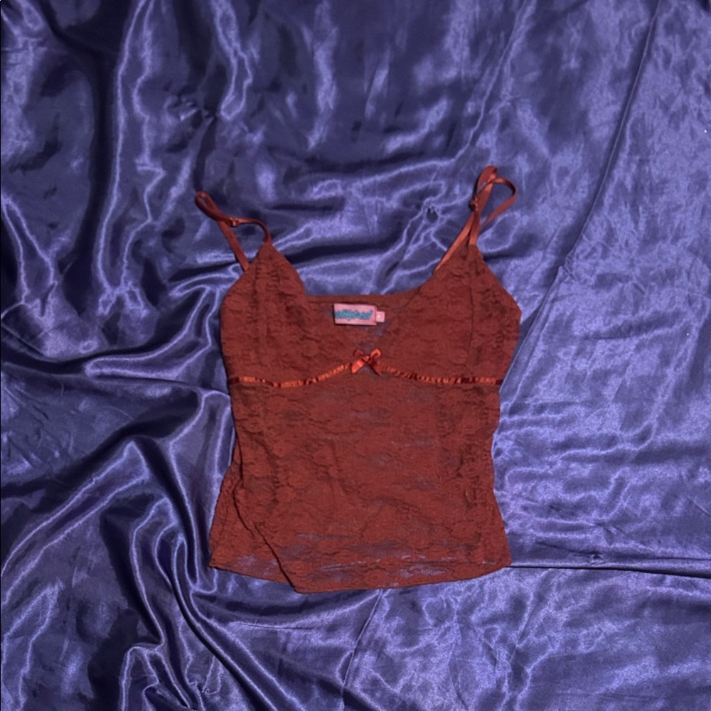 Edikted Lace Cami in Deep Red